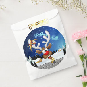 Funny Reindeer Peeking Christmas Meme  Favour Bags