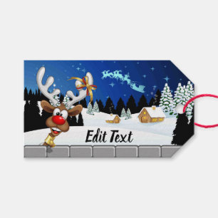Funny Reindeer Peeking Christmas Meme Gift Tags