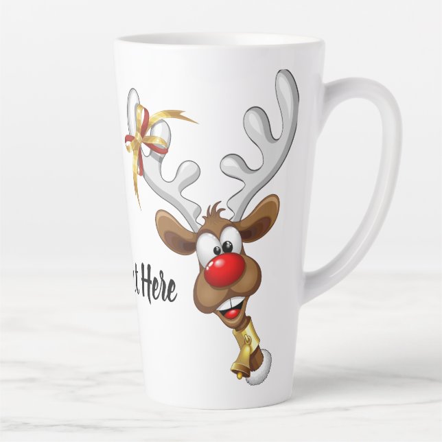 Funny Reindeer Peeking Christmas Meme  Latte Mug (Right)