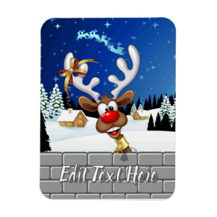 Funny Reindeer Peeking Christmas Meme  Magnet