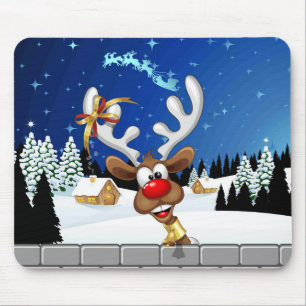 Funny Reindeer Peeking Christmas Meme  Mouse Mat