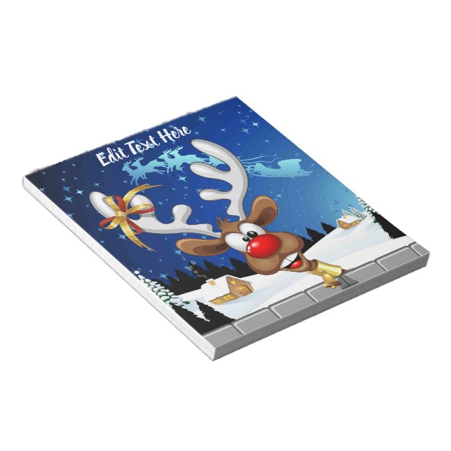 Funny Reindeer Peeking Christmas Meme  Notepad (Angled)