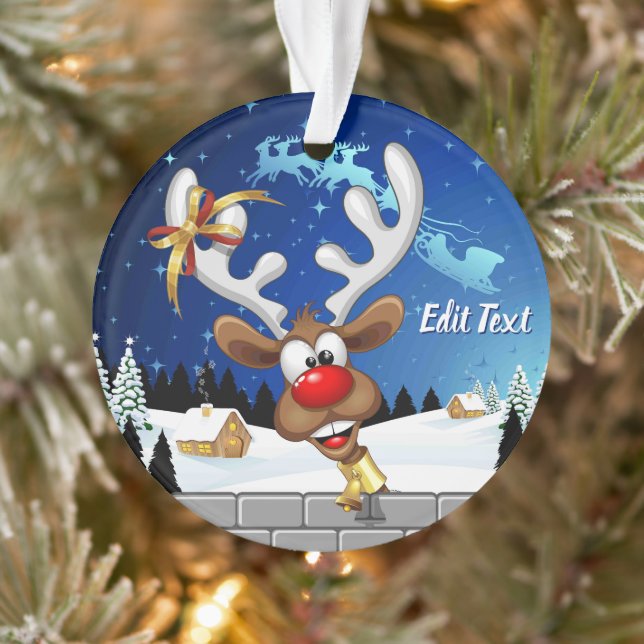 Funny Reindeer Peeking Christmas Meme  Ornament (Tree)
