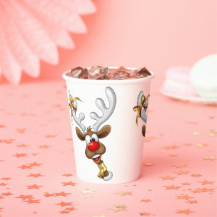 Funny Reindeer Peeking Christmas Meme  Paper Cups