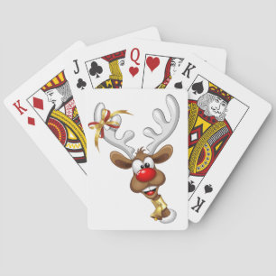 Funny Reindeer Peeking Christmas Meme  Playing Cards