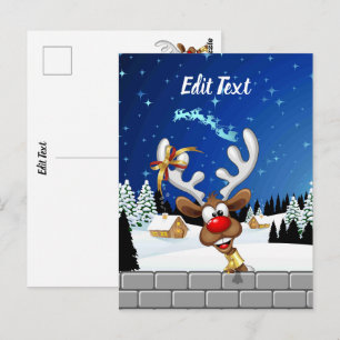 Funny Reindeer Peeking Christmas Meme  Postcard