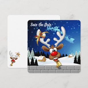 Funny Reindeer Peeking Christmas Meme  Save The Date
