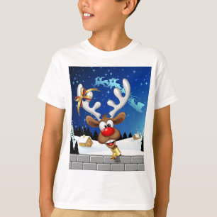 Funny Reindeer Peeking Christmas Meme T-Shirt