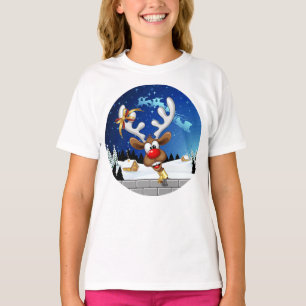 Funny Reindeer Peeking Christmas Meme T-Shirt