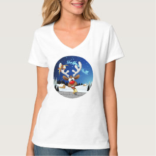 Funny Reindeer Peeking Christmas Meme T-Shirt