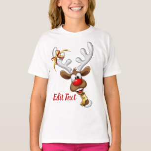 Funny Reindeer Peeking Christmas Meme T-Shirt