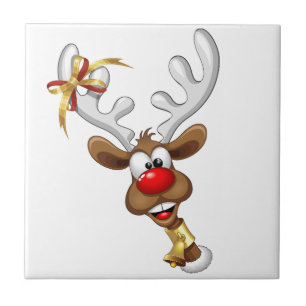 Funny Reindeer Peeking Christmas Meme  Tile