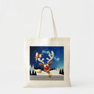 Funny Reindeer Peeking Christmas Meme  Tote Bag