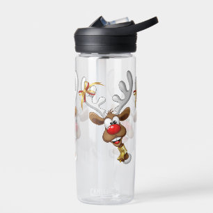 Funny Reindeer Peeking Christmas Meme Water Bottle