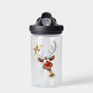 Funny Reindeer Peeking Christmas Meme Water Bottle