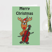 Funny Reindeer Playing Cello Christmas