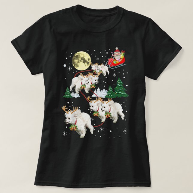 Funny Reindeer Poodles Xmas Christmas Dog Lovers G T-Shirt (Design Front)