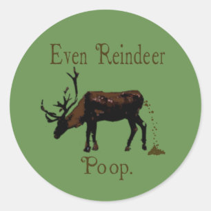 Funny Reindeer Poop Christmas Classic Round Sticker