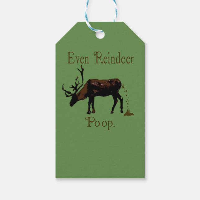 Funny Reindeer Poop Christmas Gift Tags (Front)