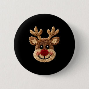 Funny Reindeer Rudolph Crochet Merry Christmas Xma 6 Cm Round Badge