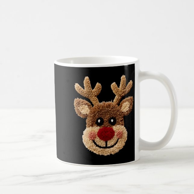Funny Reindeer Rudolph Crochet Merry Christmas Xma Coffee Mug (Right)