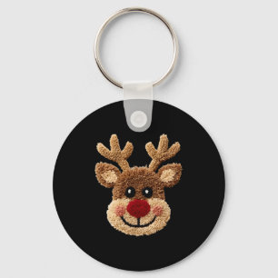 Funny Reindeer Rudolph Crochet Merry Christmas Xma Key Ring