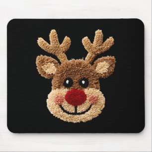 Funny Reindeer Rudolph Crochet Merry Christmas Xma Mouse Mat