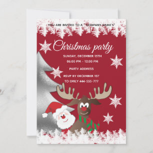 Funny reindeer Santa Christmas corporate party Invitation