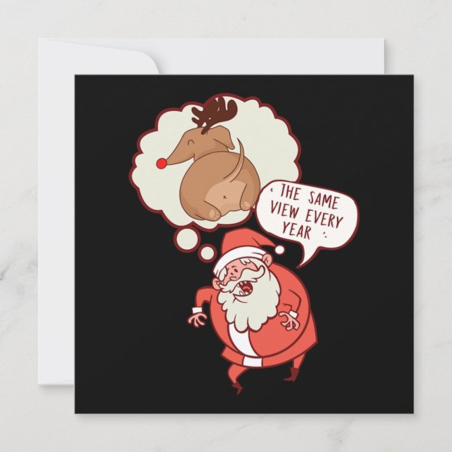 Funny Reindeer Santa Claus Christmas New Year Xmas Invitation (Front)