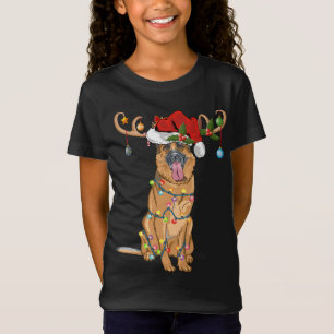 Funny Reindeer Santa Hat German Shepherd Christmas T-Shirt