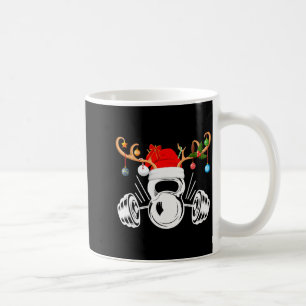 Funny Reindeer Santa Hat Weightlifting Fitness Chr Coffee Mug