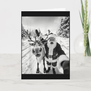 Funny Reindeer Santa Selfie Christmas Party Xmas P Card