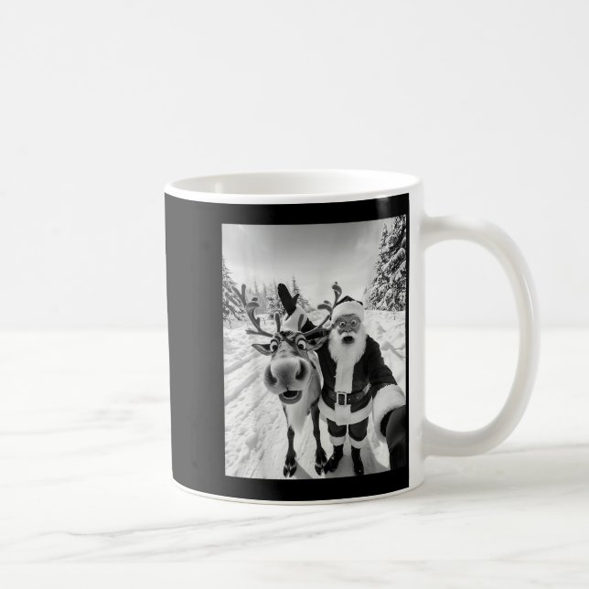 Funny Reindeer Santa Selfie Christmas Party Xmas P Coffee Mug (Right)