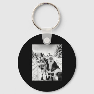 Funny Reindeer Santa Selfie Christmas Party Xmas P Key Ring