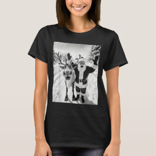 Funny Reindeer Santa Selfie Christmas Party Xmas P T-Shirt