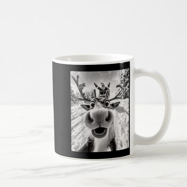 Funny Reindeer Selfie Christmas  Coffee Mug (Right)