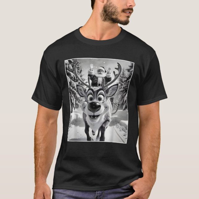 Funny Reindeer Selfie Christmas for Men  T-Shirt (Front)