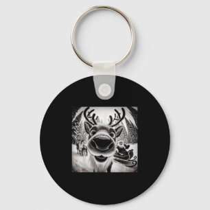 Funny Reindeer Selfie Christmas  Key Ring