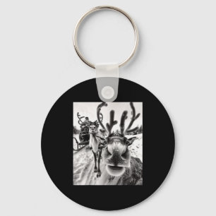 Funny Reindeer Selfie Christmas  Key Ring