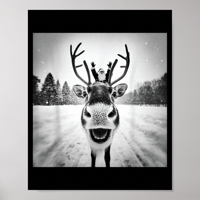 Funny Reindeer Selfie Christmas Men Women Boys And Poster (Front)
