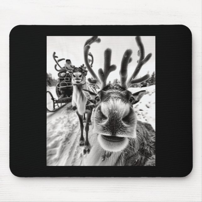 Funny Reindeer Selfie Christmas  Mouse Mat (Front)