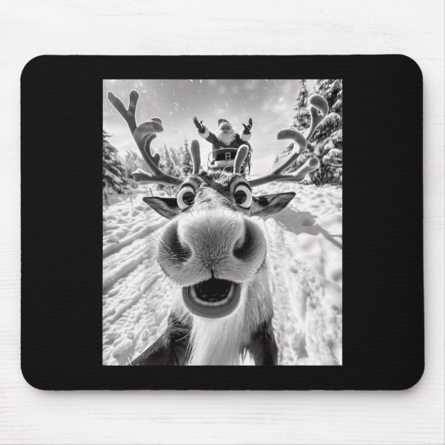 Funny Reindeer Selfie Christmas  Mouse Mat (Front)