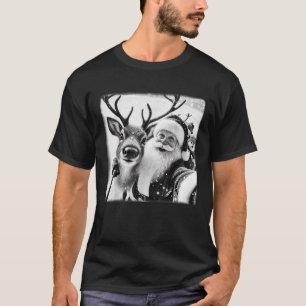 Funny Reindeer Selfie Christmas Santa Claus Xmas C T-Shirt
