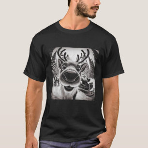 Funny Reindeer Selfie Christmas T-Shirt