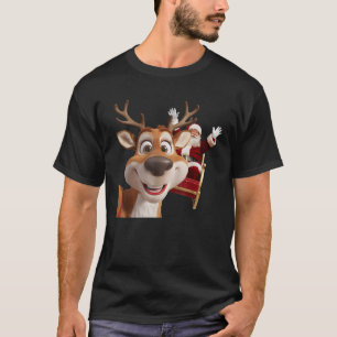 Funny Reindeer Selfie Christmas T-Shirt