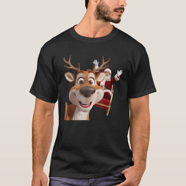 Funny Reindeer Selfie Christmas  T-Shirt (Front)