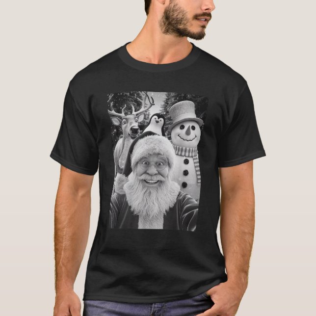Funny Reindeer Selfie Christmas  T-Shirt (Front)