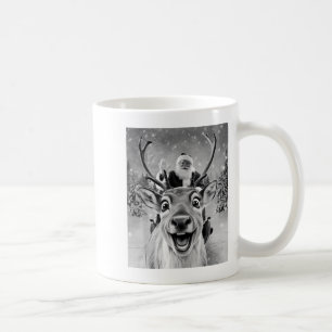 Funny Reindeer Selfie Santa Christmas Men Women Ki Coffee Mug