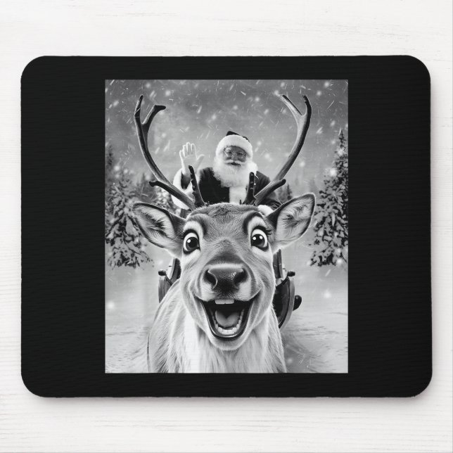 Funny Reindeer Selfie Santa Christmas Men Women Ki Mouse Mat (Front)