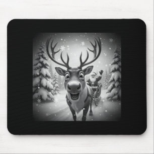 Funny Reindeer Selfie With Santa Merry Christmas H Mouse Mat